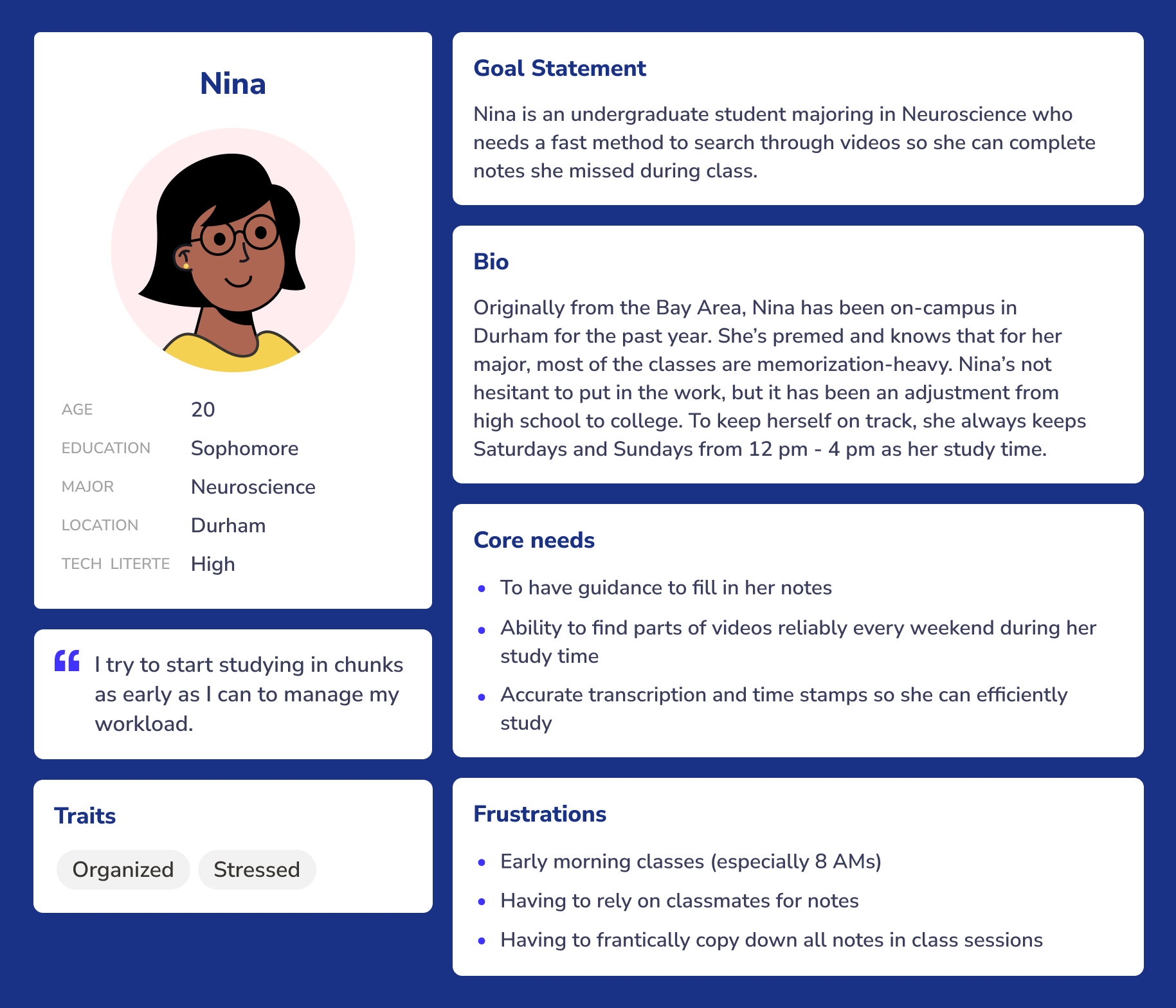 User Persona for Nina