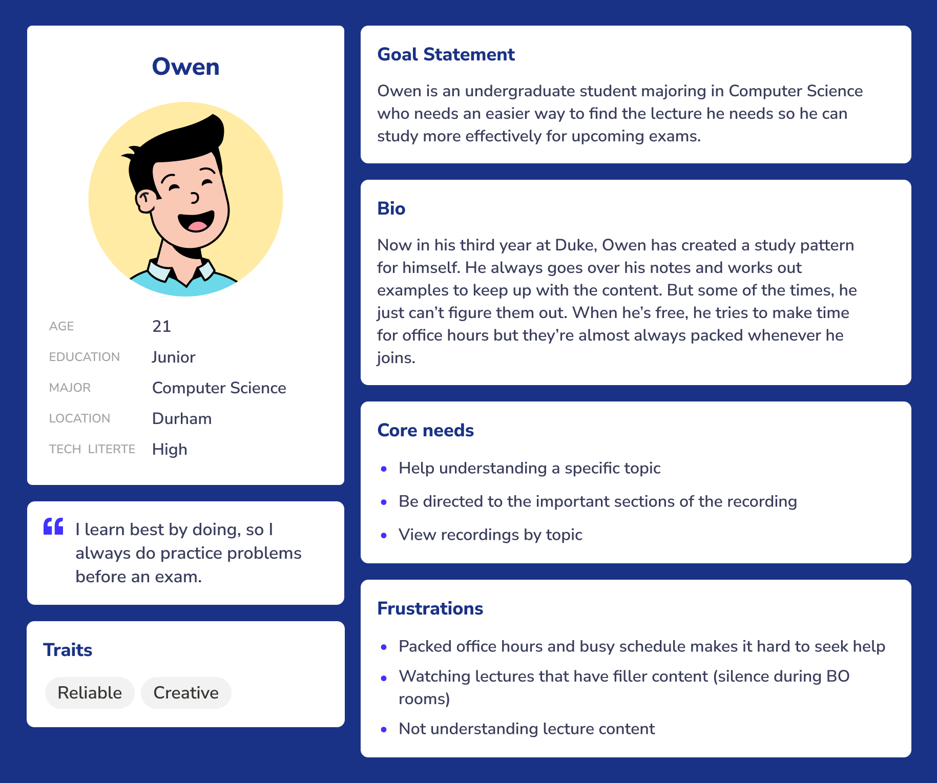 User Persona for Owen